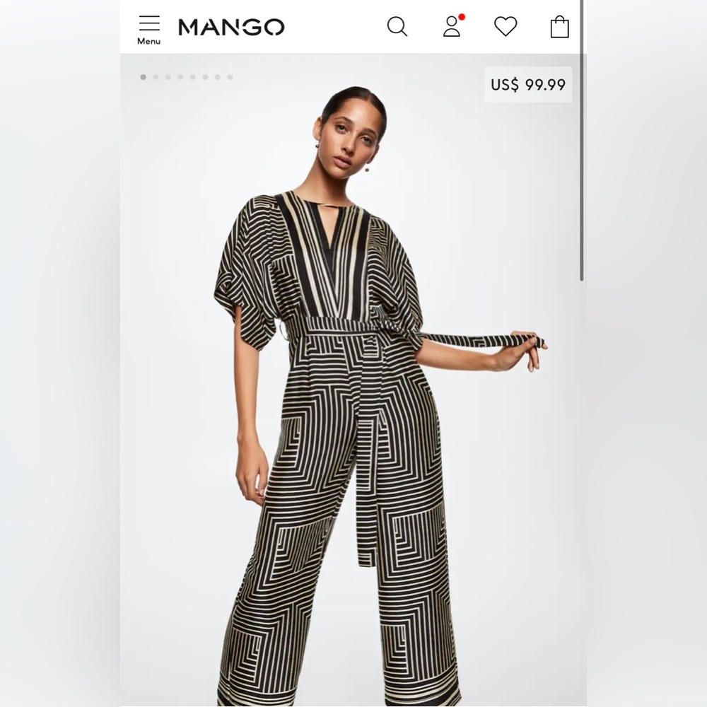 MANGO Geometric print jumpsuit - Satin
